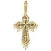 10K Yellow Gold Diamond Tiered Drip Cross Pendant 2.15" Mens Pave Charm 0.87 CT.