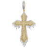 10K Yellow Gold Diamond Tiered Drip Cross Pendant 2.65" Mens Pave Charm 1.32 CT.