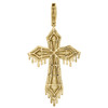 10K Yellow Gold Diamond Tiered Drip Cross Pendant 2.65" Mens Pave Charm 1.32 CT.