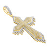 10K Yellow Gold Diamond Tiered Drip Cross Pendant 2.65" Mens Pave Charm 1.32 CT.