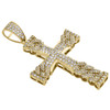 10K Yellow Gold Miami Cuban Link Diamond Cross Pendant 1.95" Pave Charm 1.18 CT.