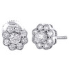 14K White Gold Round Solitaire Diamond 7mm Flower Studs Earrings 0.50 CT.