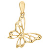 10K Yellow Gold Round Diamond Slanted Butterfly Pendant 0.85" Charm 0.05 CT.