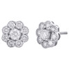 14K White Gold Solitaire Diamond 10mm Milgrain Edge Flower Stud Earrings 1.5 CT.