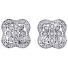 .925 Sterling Silver Diamond 9.25mm Small Flower Square Stud Earrings 0.13 CT.