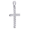 10K White Gold Round Diamond Mini Cross Pendant 0.55" Long Charm 0.25 CT.