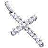 10K White Gold Round Diamond Mini Cross Pendant 0.55" Long Charm 0.25 CT.