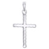 10K White Gold Round Diamond Mini Cross Pendant 0.55" Long Charm 0.25 CT.