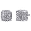 10K White Gold Real Diamond Stud 3D Cube 9mm Square Mens Pave Earrings 0.50 CT.