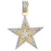 10K Yellow Gold Mens Diamond Triple Star Stacked Pendant 1.35" Pave Charm 3/7 CT