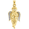 10K Yellow Gold Diamond Mini 3D Angel Pendant 1.37" Charm 0.06 CT.