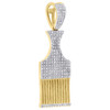 10K Yellow Gold Mens Diamond Afro Hair Pick Comb Pendant 1.3" Pave Charm 0.30 CT