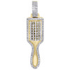 10K Yellow Gold Mens Diamond Paddle Hair Brush Pendant 1.50" Pave Charm 1/3 CT.