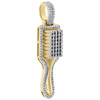 10K Yellow Gold Mens Diamond Paddle Hair Brush Pendant 1.50" Pave Charm 1/3 CT.