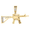 10K Yellow Gold Diamond AK-12 Machine Gun Rifle Pendant  1.15" Pave Charm 1/3 CT