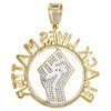 10K Yellow Gold Diamond Pendant Black Lives Matter Raised Fist Pave Charm 3/4 CT