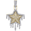 10K Yellow Gold Diamond Super Star Pendant 1.55" Stacked 3D Pave Charm 1.78 CT.