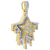 10K Yellow Gold Diamond Super Star Pendant 1.55" Stacked 3D Pave Charm 1.78 CT.