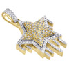 10K Yellow Gold Diamond Super Star Pendant 1.55" Stacked 3D Pave Charm 1.78 CT.