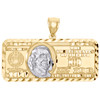 10K Yellow Gold $100 Hundred Dollar Bill Benjamin Franklin Pendant Charm 1.50"