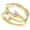 anillo de compromiso estilo catedral con diamantes redondos en oro amarillo de 14 k, realzador envolvente de 1 qt