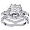 14K White Gold Baby Princess Cut Diamond Split Shank Engagement Ring 1.13 CT.