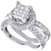 14K White Gold Baby Princess Cut Diamond Split Shank Engagement Ring 1.13 CT.