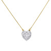 10K Yellow Gold Cluster Diamond Domed Heart Pendant Necklace 18" Chain 0.50 CT.