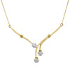 14K Yellow Gold Cluster Diamond Triple Flower 'V' Necklace 20" Chain 0.25 CT.