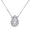 10K White Gold Cluster Diamond Tear Drop Charm Necklace 19" Cable Chain 0.50 CT.