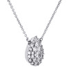 10K White Gold Cluster Diamond Tear Drop Charm Necklace 19" Cable Chain 0.50 CT.