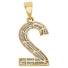 10K Yellow Gold Round Diamond Number 2 Bubble Pendant Pave Dome Charm 0.63 CT.