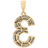 10K Yellow Gold Round Diamond Number 3 Bubble Pendant Pave Dome Charm 0.38 CT.