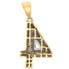 10K Yellow Gold Round Diamond Number 4 Bubble Pendant Pave Dome Charm 0.50 CT.