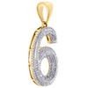 10K Yellow Gold Round Diamond Number 6 Bubble Pendant Pave Dome Charm 0.63 CT.