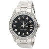 Mens Rolex 36mm DateJust 16014 Diamond Watch Oyster Band Glossy Black Dial 2 CT.