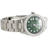 Mens Rolex 36mm DateJust 16014 Diamond Watch Oyster Band Dark Green Dial 2 CT.