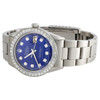 Mens Rolex 36mm DateJust 16014 Diamond Watch Oyster Band Glossy Blue Dial 2 CT.