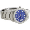 Mens Rolex 36mm DateJust 16014 Diamond Watch Oyster Band Glossy Blue Dial 2 CT.