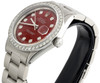 Mens Rolex 36mm DateJust 16014 Diamond Watch Oyster Band Custom Red Dial 2 CT.