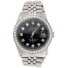 Mens Rolex 36mm DateJust 16014 Diamond Watch Jubilee Band Glossy Black Dial 2 CT.