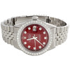 Mens Rolex 36mm DateJust 16014 Diamond Watch Jubilee Band Custom Red Dial 2 CT.