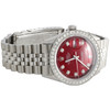 Herren- Rolex 36 mm, Datejust 16014, Diamantuhr, Jubiläumsband, individuelles rotes Zifferblatt, 2 ct.