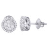 10K White Gold Round Diamond Earrings Flower Cluster Prong Set Halo Stud 1 Ct.