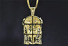 Diamond Jesus Face Pendant 10K Yellow Gold 0.24 Ct Cross Charm with Chain