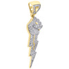 10K Yellow Gold Diamond Lightening Bolt Closed Fist Pendant 1.95" Charm 0.67 CT.