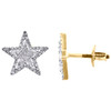 10K Yellow Gold Diamond Star Studs 11mm Double Halo Frame Pave Earrings 1/4 CT.