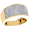 10K Yellow Gold Mens Round Diamond Wedding Band 12mm Pave Pinky Ring 1.25 CT.