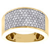 10K Yellow Gold Mens Round Diamond Wedding Band 12mm Pave Pinky Ring 1.25 CT.