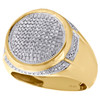 10K Yellow Gold Mens Diamond Statement Piny Ring 17.75mm Dome Pave Band 1/2 CT.